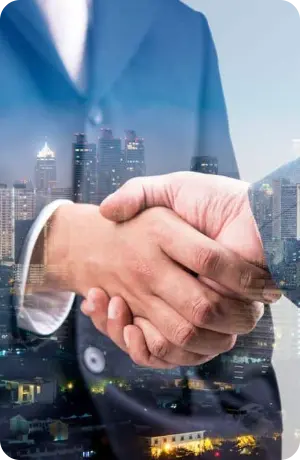 Two business people shaking hands.